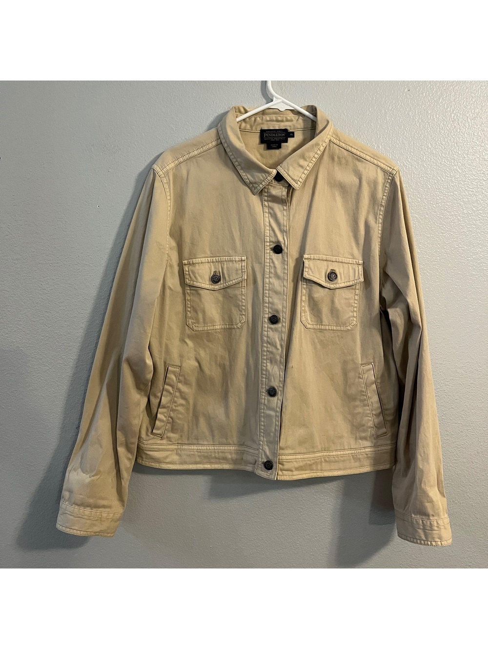 Pendleton Womens XL Canvas Trucker Jacket Khaki Tan Cotton Workwear